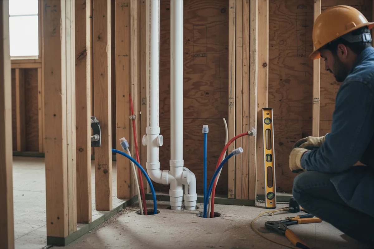 Drain and supply rough-in during Garbage Disposal Repair in Woodstock