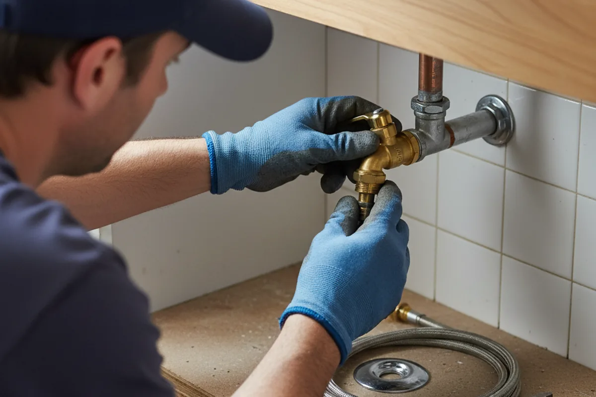 Shutoff valve and fitting work during Burst Pipe Repair in Woodstock